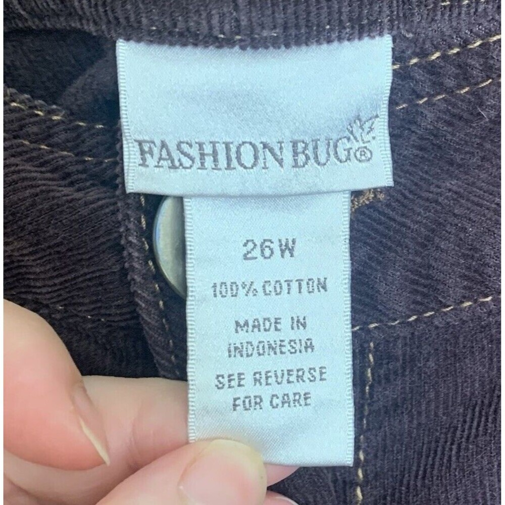 Plus Size Corduroy Skirt Brown Size 26W Knee-Length Cotton Pockets Zip Belt Loop - Picture 10 of 11